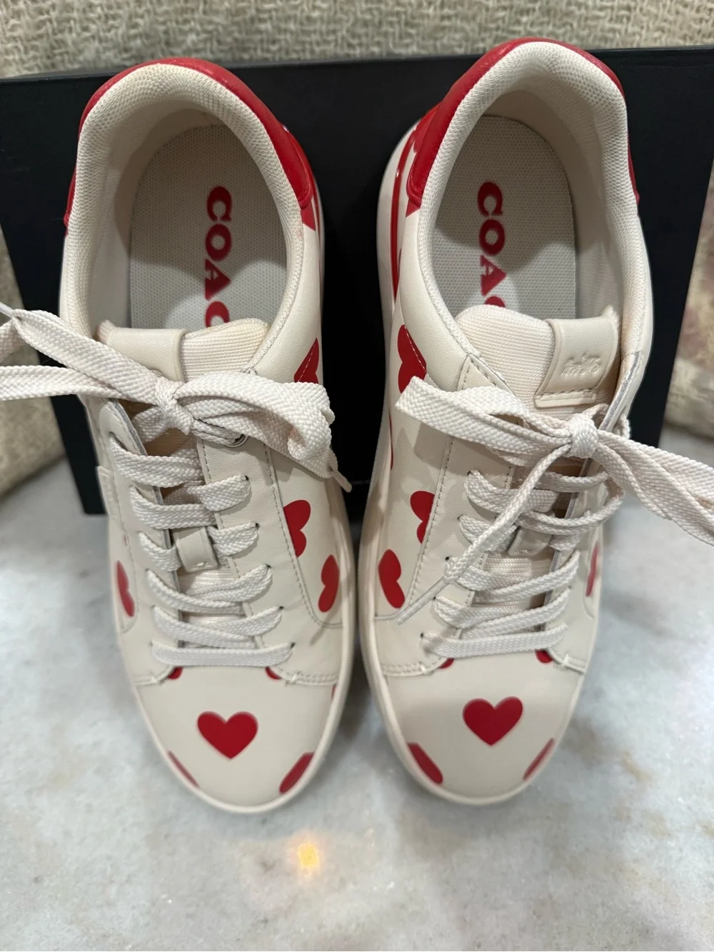 Coach Lowline Heart-Print Leather Sneaker New Size 8